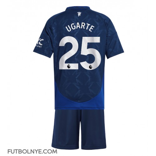 Camiseta Manchester United Manuel Ugarte #25 Visitante Equipación para niños 2024-25 manga corta (+ pantalones cortos)